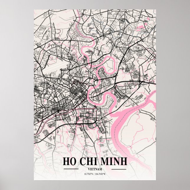 Ho Chi Minh - Vietnam Neapolitan City Karta Poster (Framsidan)