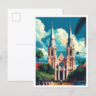 Ho Chi Minh Vietnam Vintage resor Illustration Vykort