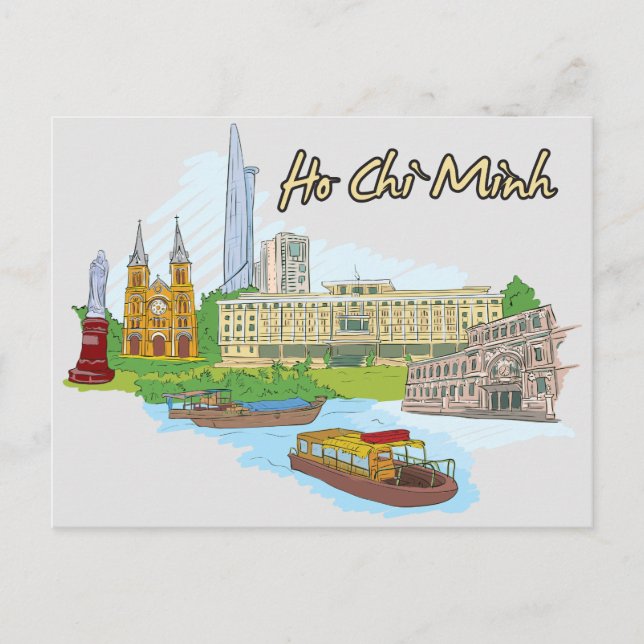 Ho Chi Minh, Vietnams Berömd City Vykort (Framsida)