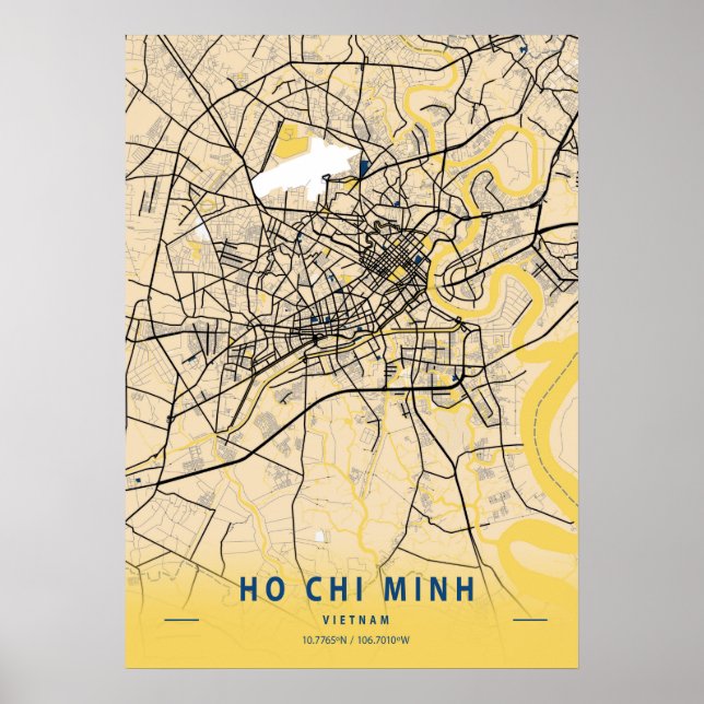 Ho Chi Minh - Vietnams Gult City Karta Poster (Framsidan)