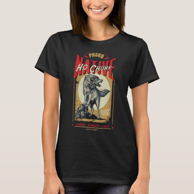 Ho Chunk Native Indian Born Varg Spirit R T Shirt (Framsida)
