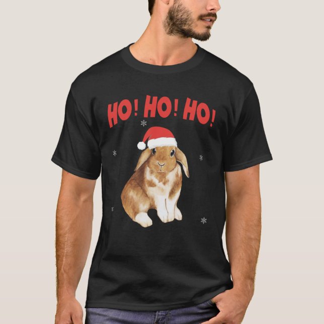HO Cubed Cute Bunny Rabbit Santa T Shirt (Framsida)