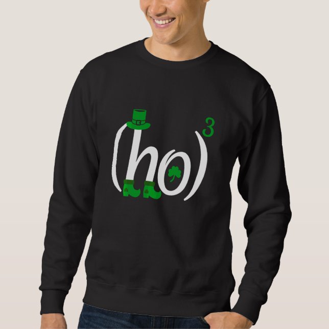 Ho Cubed Irish Funny Shamrock Math Teacher St Patr Lång Ärmad Tröja (Framsida)