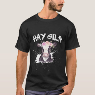 Hö Flickbonde Rolig Nötkreatur Ko Gård Älskare T Shirt