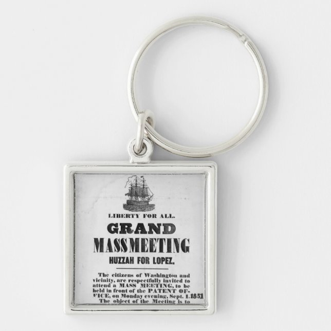 Ho för Kuba Fyrkantig Silverfärgad Nyckelring (Framsidan)