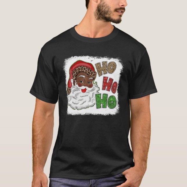Ho Ho African American Santa Black God jul T Shirt (Framsida)