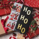 Ho Ho Anpassningsbar 3 Photo Collage jul<br><div class="desc">Skicka julhälsning med roligten "Ho Ho Ho" Anpassningsbar Photo Collage Gold Foil Helgdag Card. Ladda bara upp 3 av dina egna foton och anpassa din familj namn. Utformningen har verklig guld-sidformatering i blocktext och kalligrafiskript för elegant.</div>