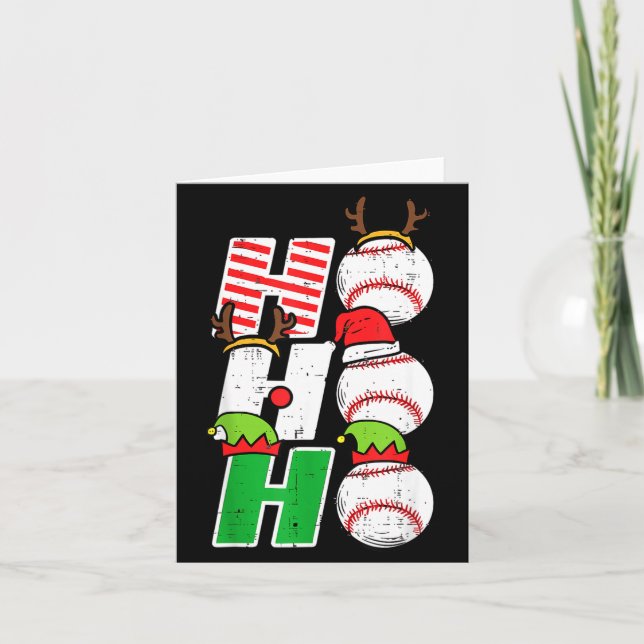 Ho Ho Baseball Elf Candy Cane Funny Christmas Srt  Kort (Framsida)
