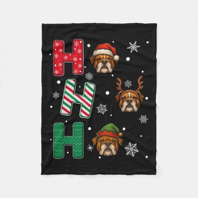 Ho Ho Bulldog Hund älskare Matching jul Sant Fleecefilt (Framsidan)