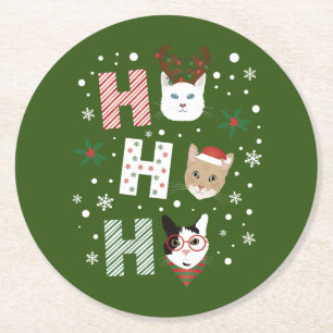 Ho Ho Cats God jul Underlägg Papper Rund