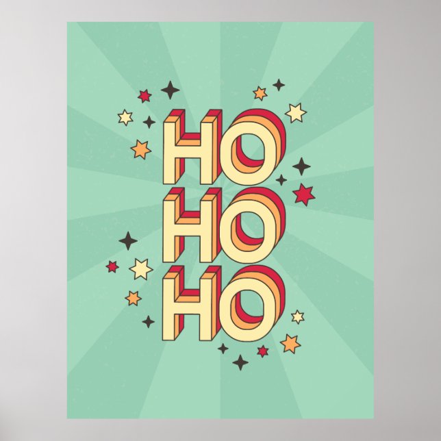 Ho ho christmas säsong text och stjärnor poster (Framsidan)