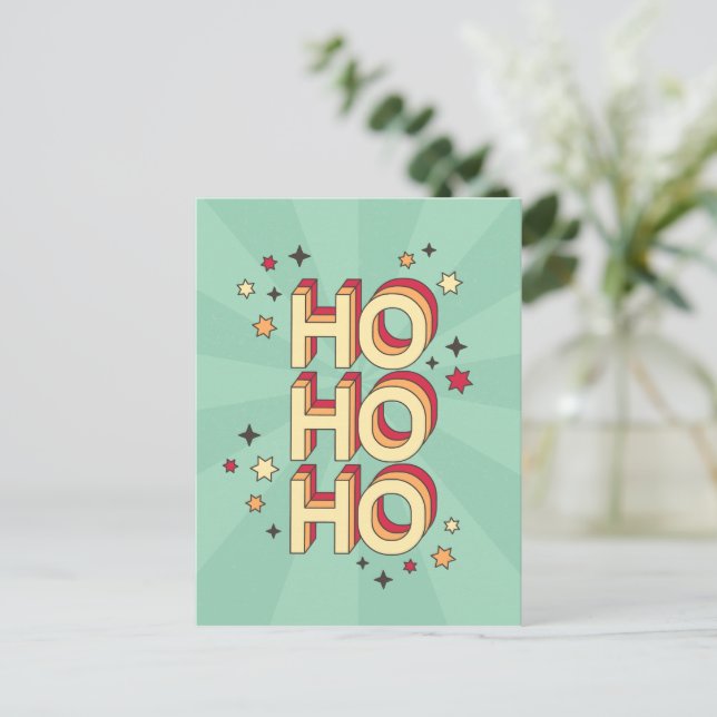 Ho ho christmas säsong text och stjärnor vykort (Stående Fram)