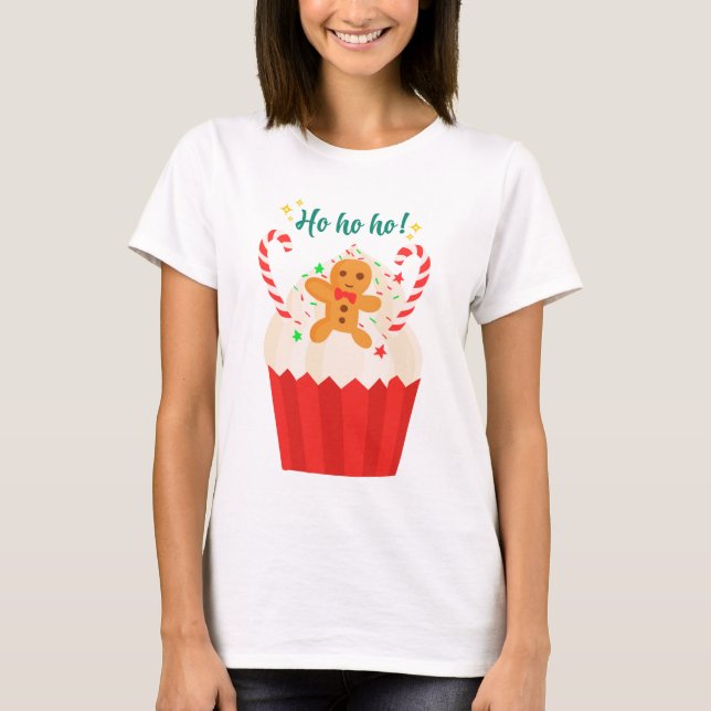 Ho Ho Cookie-design T-shirt in White (Framsida)