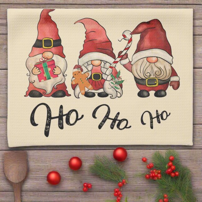 Ho Ho! Cute Gnomes Nordiska julafton Helgdag Kökshandduk (Skapare uppladdad)