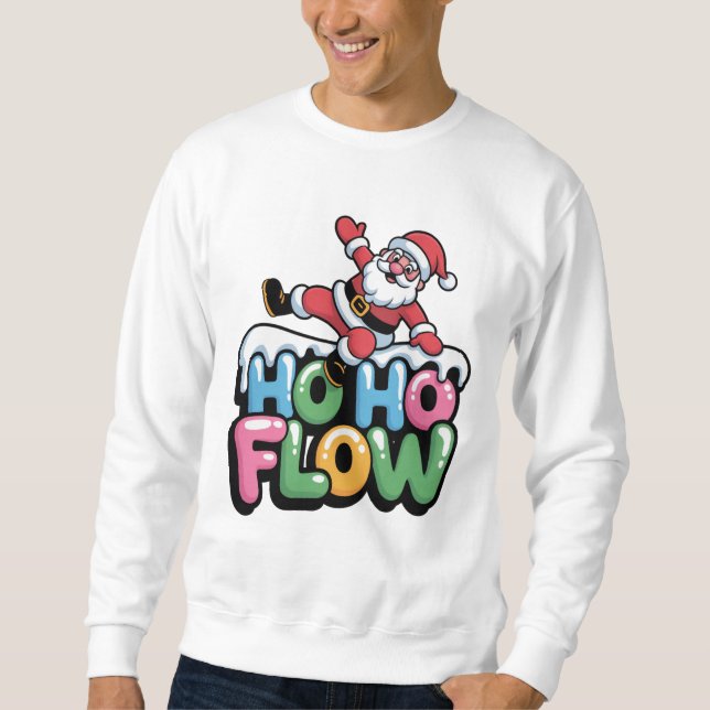 Ho Ho Flow — Dancing Santa Holiday Tee Lång Ärmad Tröja (Framsida)