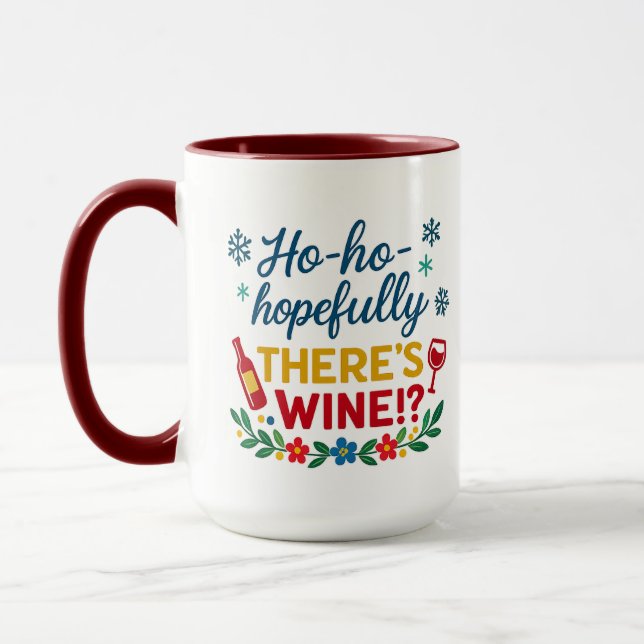 Ho Ho Förhoppningsvis Finns Det Vin – Rolig Högtid Mugg (Vänster)