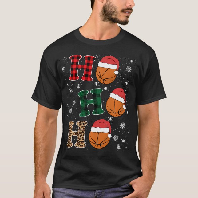 Ho Ho Funny Jultomten Basketball Älskare Chris T Shirt (Framsida)