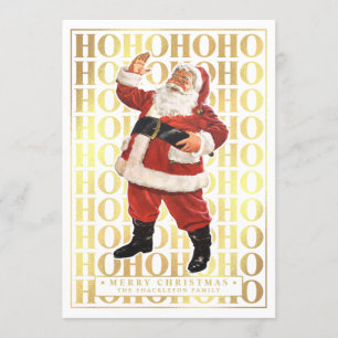 Ho Ho God jul cards Faux Guld Foil Inbjudningar
