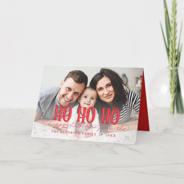Ho ho god jul-fotokort helgdag kort (Framsida)