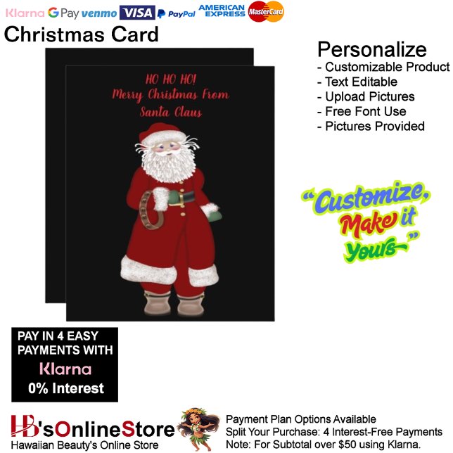 HO HO! God jul från Jultomten 2 Julkort (HO HO HO! Merry Christmas From Santa Claus Holiday Card 2.)