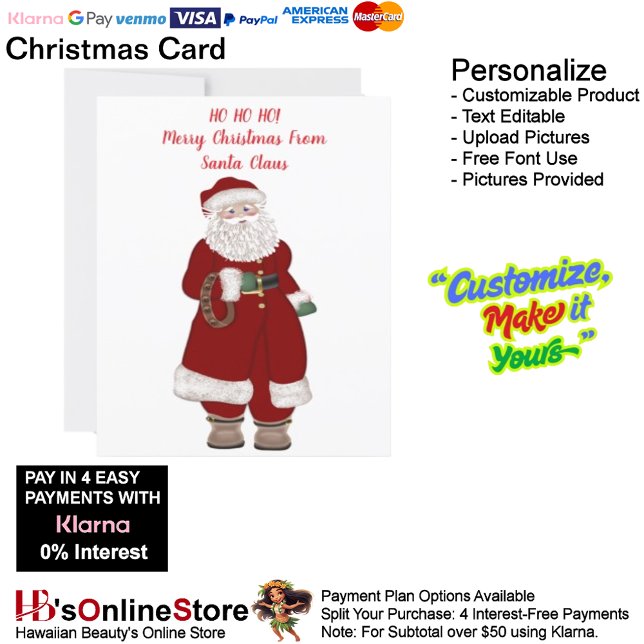 HO HO! God jul från Jultomten Julkort (HO HO HO! Merry Christmas From Santa Claus Holiday Card 4.)