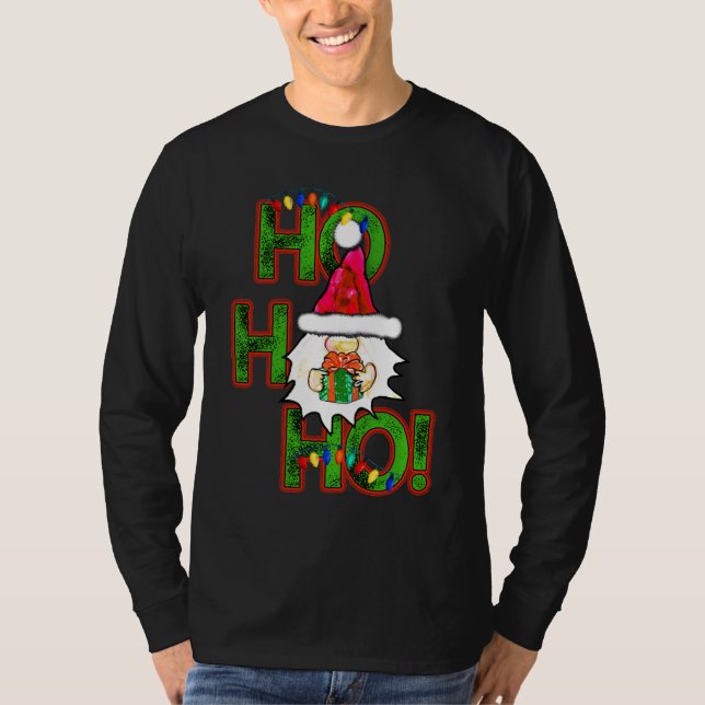 Ho! Ho! God jul Santa Gnome T Shirt (Framsida)