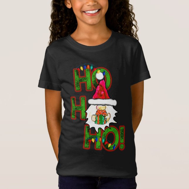 Ho! Ho! God jul Santa Gnome T Shirt (Framsida)