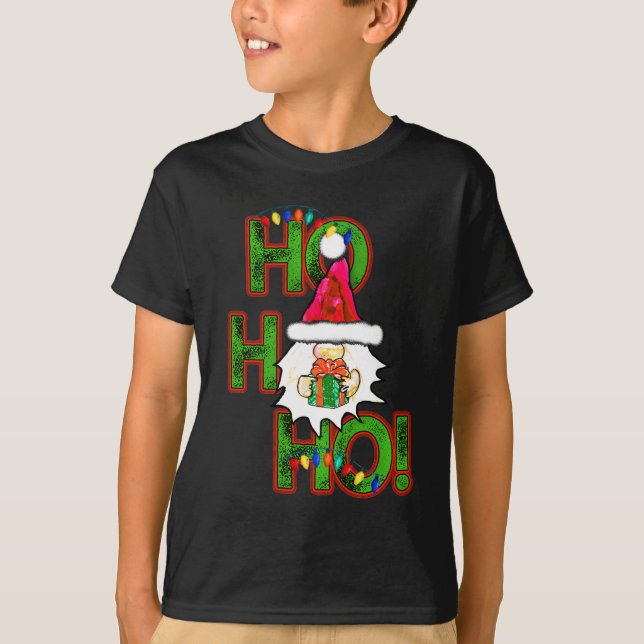 Ho! Ho! God jul Santa Gnome T Shirt (Framsida)