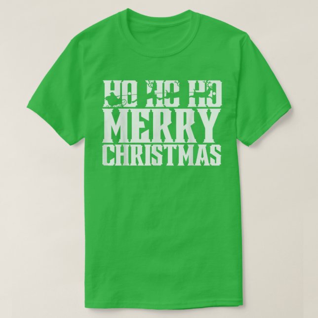 Ho Ho God jul Santas Sleigh och Flies T Shirt (Design framsida)
