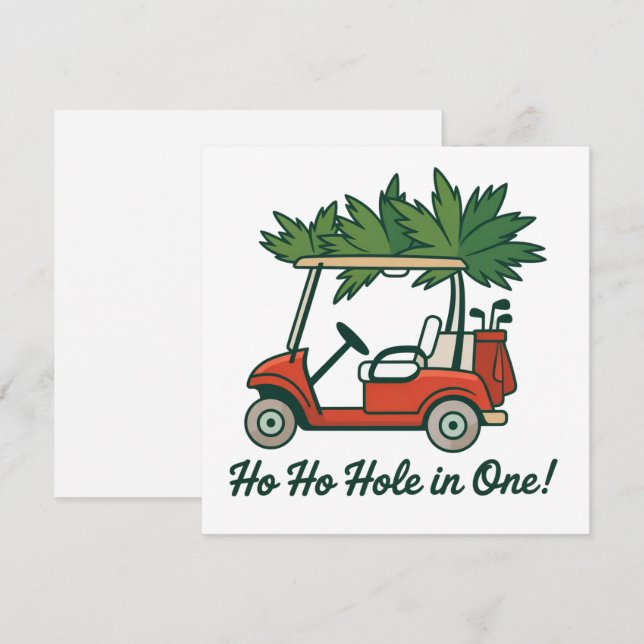 Ho Ho hål i ett jul tomte golf golfande  Julkort (Fram/baksida)