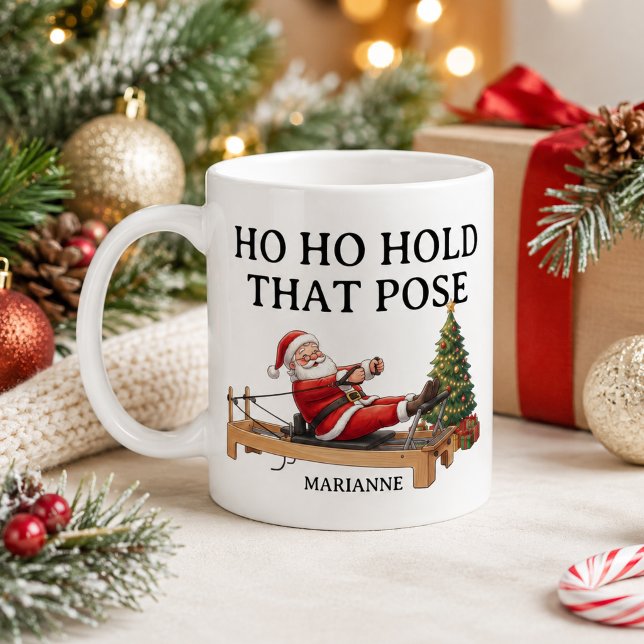 Ho Ho Håll Den Positionen Roliga Tomte Pilates Jul Kaffemugg (Ho Ho Hold That Pose Funny Santa Pilates Christmas Coffee Mug
)