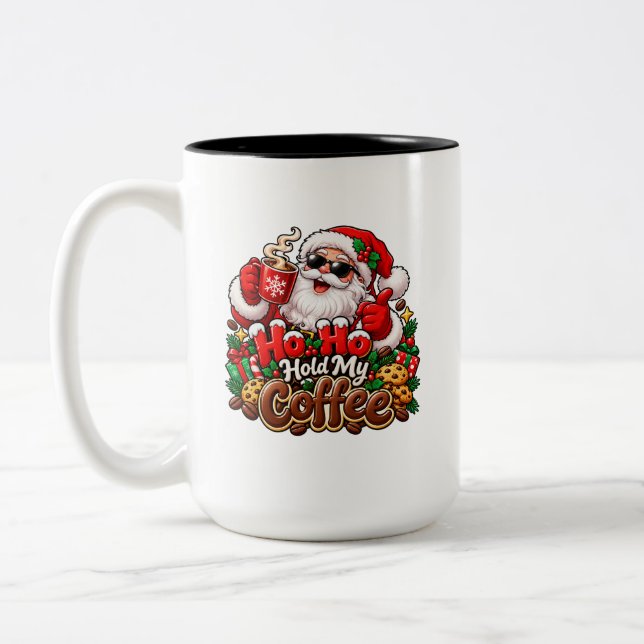 Ho Ho Håll Min Kaffe Rolig Tomte Jul Kaffe  Två-Tonad Mugg (Vänster)
