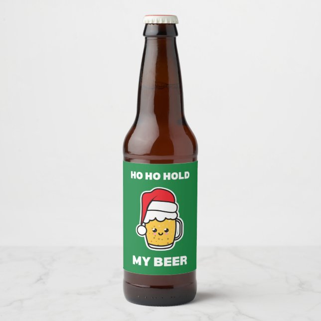 HO HO HÅLL MIN ÖL SÖT ÖL TOMTE ÖLFLASKA ETIKETT (Framsida)