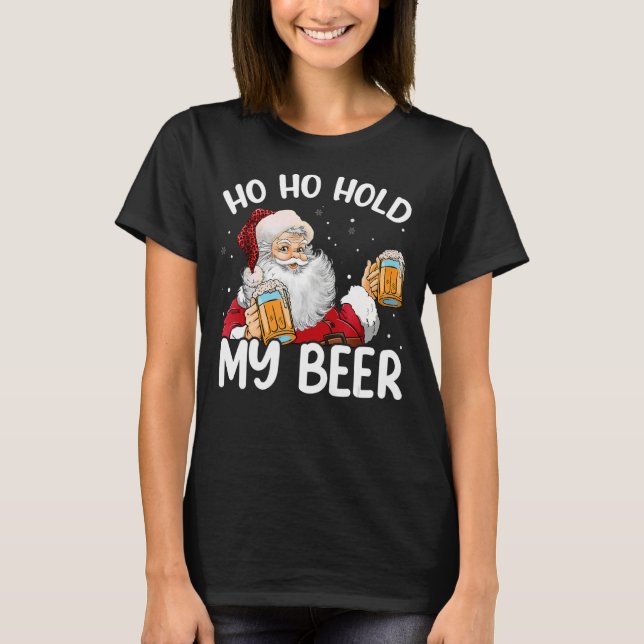 Ho Ho: Håll mitt öl Jultomten God jul 202 T Shirt (Framsida)