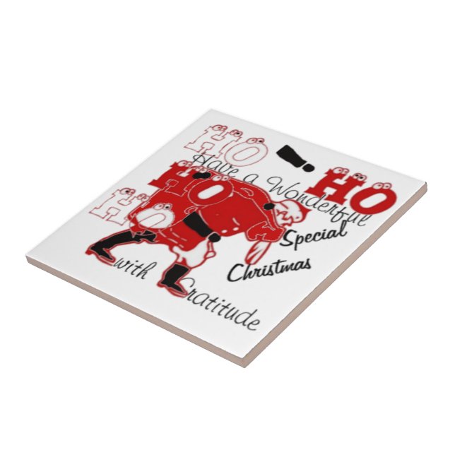 HO HO har en underbar jul med tacksamhet Kakelplatta (Sidan)