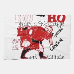 HO HO har en underbar jul med tacksamhet Kökshandduk