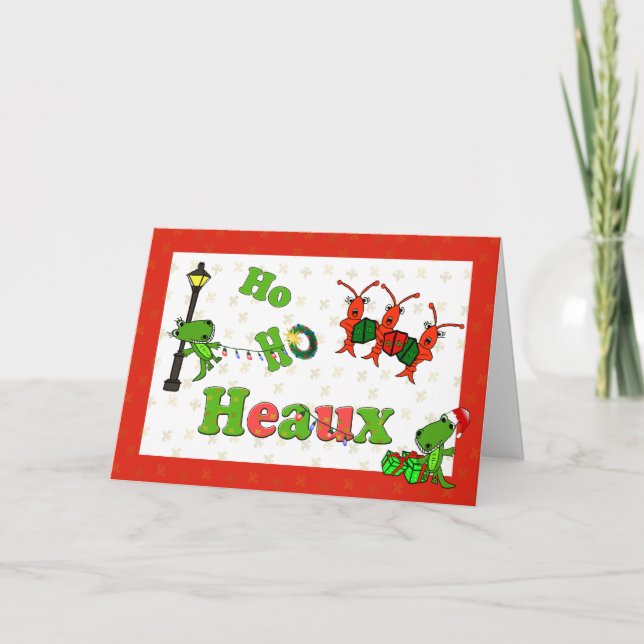 Ho Ho Heaux Santa krokodiler- och kräftorjulafton Helgkort (Framsida)