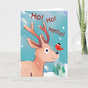 Ho Ho Hej-Hjorten i julklappen Baby i Snö Kort