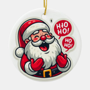 Ho Ho-Helgdagar: Santa's Festive Hälsning Julgransprydnad Keramik