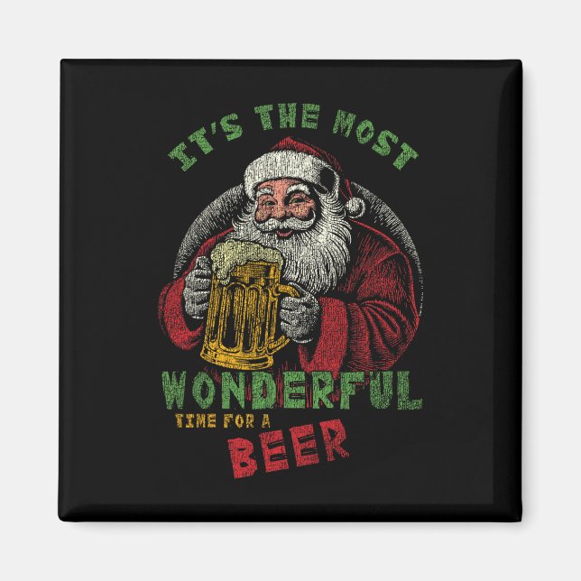 Ho Ho Heliga jag behöver en Beer Funny Santa Dri Magnet (Framsidan)