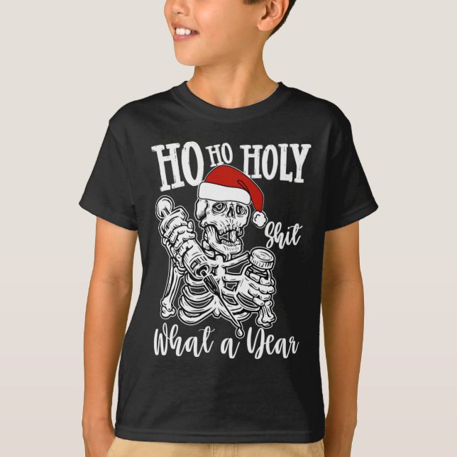 Ho Ho Heliga julfårunge Skeleton Dancing Skull T Shirt (Framsida)