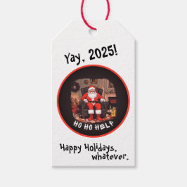 HO HO HELP HOARDER SANTA PRESENTETIKETT
