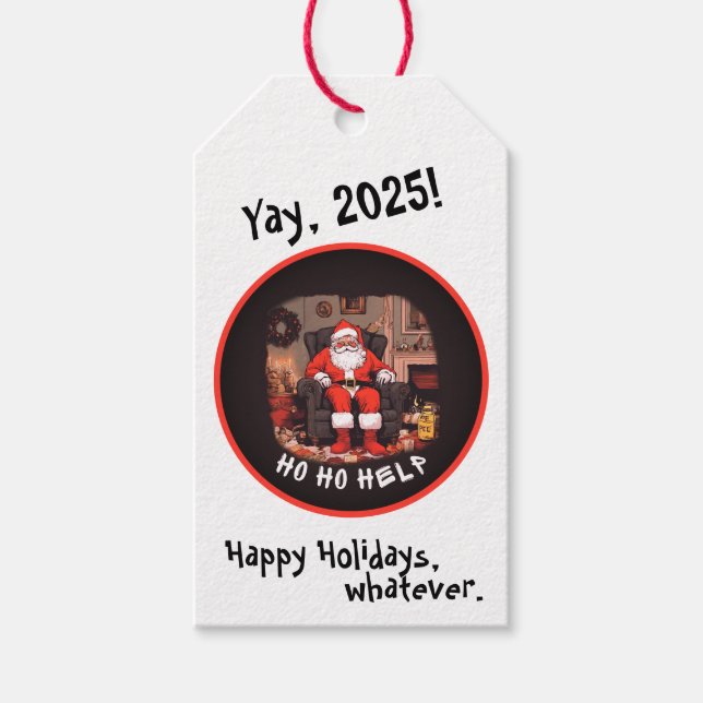 HO HO HELP HOARDER SANTA PRESENTETIKETT (Framsidan)