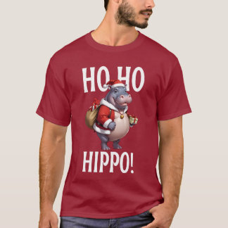Ho Ho Hippo Christmas Humor Design T Shirt