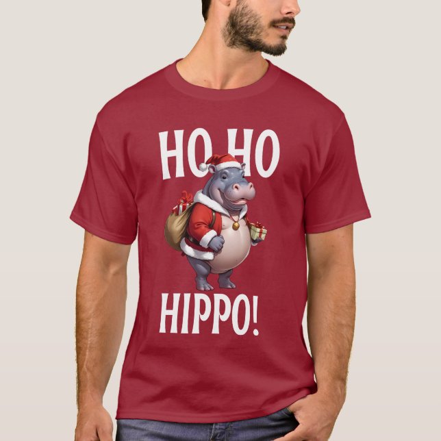 Ho Ho Hippo Christmas Humor Design T Shirt (Framsida)