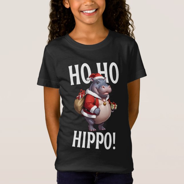 Ho Ho Hippo Christmas Humor Design T Shirt (Framsida)