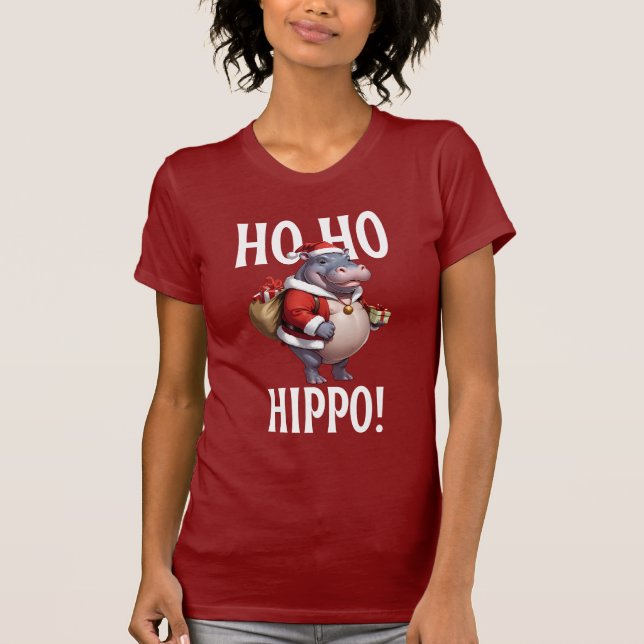 Ho Ho Hippo Christmas Humor Design T Shirt (Framsida)