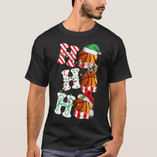 Ho Ho Ho Basketball Ljus Santa Hat rener ELF T Shirt