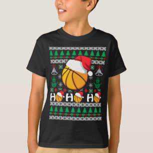 HO HO HO Basketball Ugly jul Sweater Santa H T Shirt