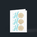 Ho Ho Ho Beach Juli Sand Dollar och Snäcka Helgkort<br><div class="desc">Kylt,  fyndig juldesign med texten "Ho Ho Ho" med hjälp av sanddollar och snäckor.</div>